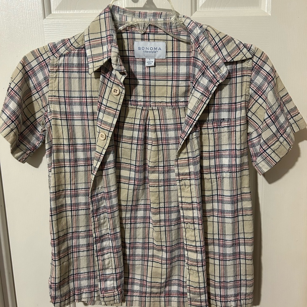 Sonoma plaid boys short sleeve button up shirt